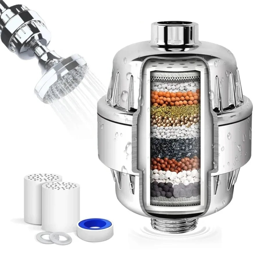 20 stage shower filter with components on a white background