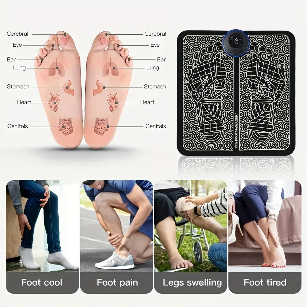 EMS Foot Massagers for Pain and Circulation, Electric Foot Massager Mat, Muscle Relaxation and Pain Relief