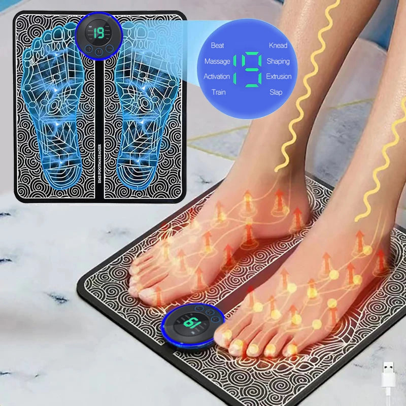 EMS Foot Massagers for Pain and Circulation, Electric Foot Massager Mat, Muscle Relaxation and Pain Relief