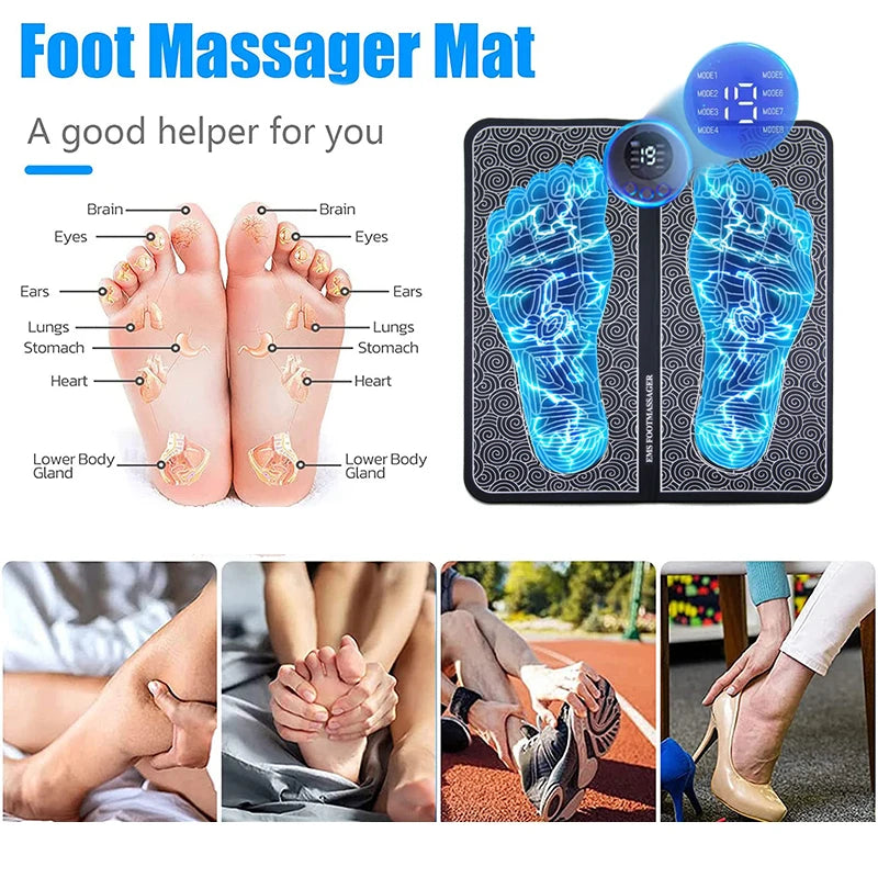 EMS Foot Massagers for Pain and Circulation, Electric Foot Massager Mat, Muscle Relaxation and Pain Relief