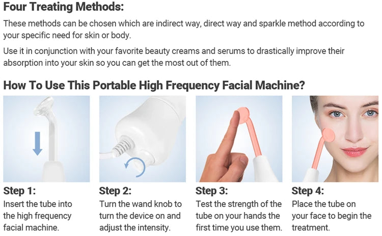 High-Frequency Facial Wand 4-in-1 – Acne, Ageing, Scalp